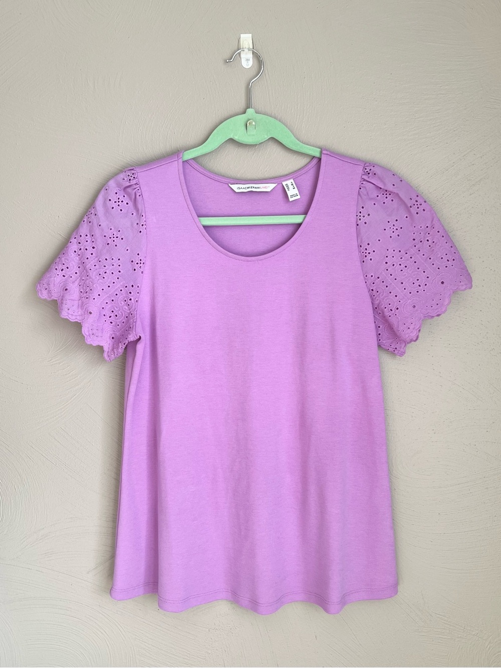 Isaac Mizrahi Women’s Knit Swing Top with Eyelet Sleeves
